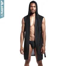 Мягкий банный халат для мужчин, повседневная мужская одежда для сна, шелковые пижамы, сексуальная одежда для отдыха, ночное белье с капюшоном, купальные пижамы, без трусов PS501