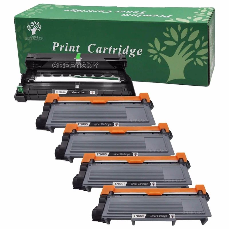 GREENSKY 1x DR630 барабан и 4x TN660 Тонер для Brother DR660 DCP-L2520DW L2540DW MFC-L2685DW L2700DW L2720DW L2740DW HL-L2360DW |