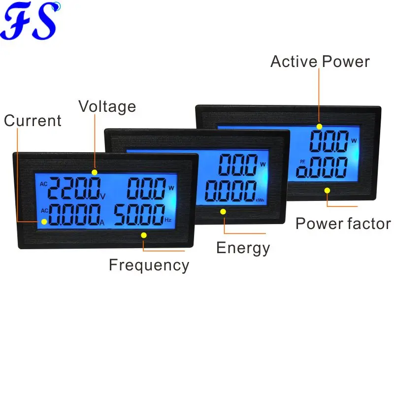 ЖК-вольтметр переменного тока Амперметр переменного тока 0-500 В амперметр переменного тока 100А специально для однофазного переменного тока измеритель частоты активная мощность ПФ метр