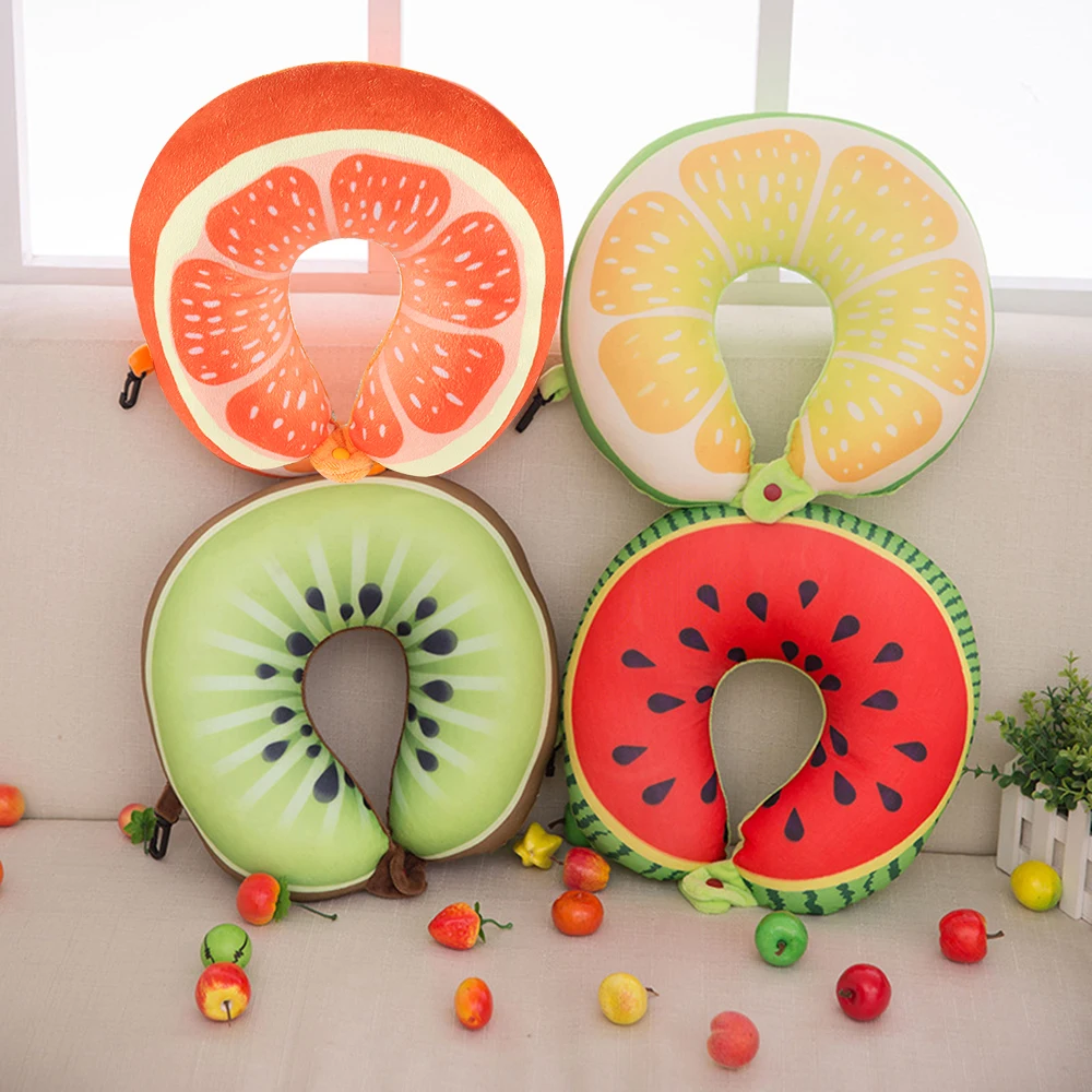 

Fruit Foam Particle Car Air Travel U-Shape Pillow Neck Protection Head Rest Cushion Mustang Accessories for Girls Watermelon