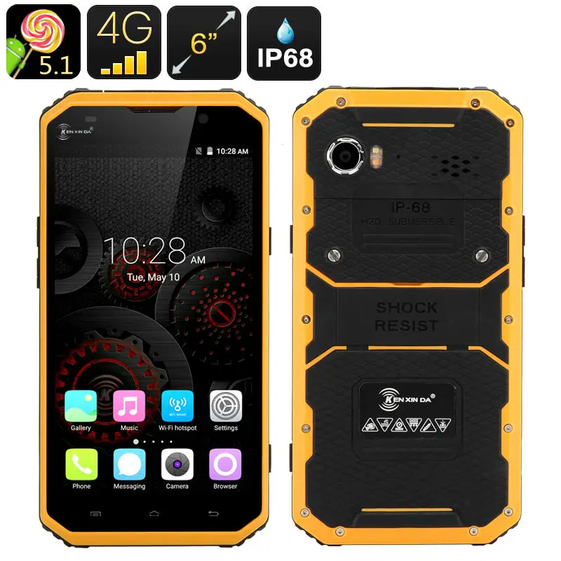 

kenxinda W9 IP68 ultra thin Slim Waterproof phone Mobile Shockproof 4G LTE MTK6753 8 Octa Core 6" Android Rugged Smartphone