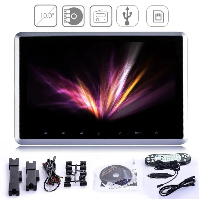 

10" Universal Digital TFT LCD Screen Auto Car Headrest Monitor USB/SD DVD Player Build-in IR/FM/Speaker With Game Disc HDMI