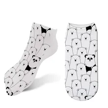 Harajuku/женские забавные белые эластичные носки Kawaii, носки для девочек, осенне-весенние короткие носки с милым котом и 3d принтом, 7S-ZWS33