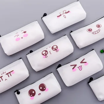 

12pc/lot Cute Expression pen bag / stationery Cosmetic bag/ waterproof storage bag / stereo pencil bag