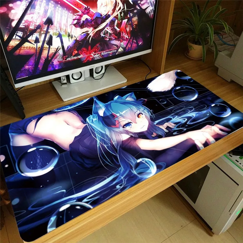 60x30 см XL Большой Японский Аниме Хацунэ Мику коврик для мыши геймер сексуальная девушка игровой коврик для мыши Блокировка края клавиатура ноутбук стол коврик