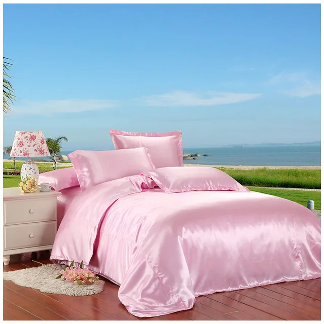 Purple silk bedding set 2 sides silk bed set silk bed sheet pillow