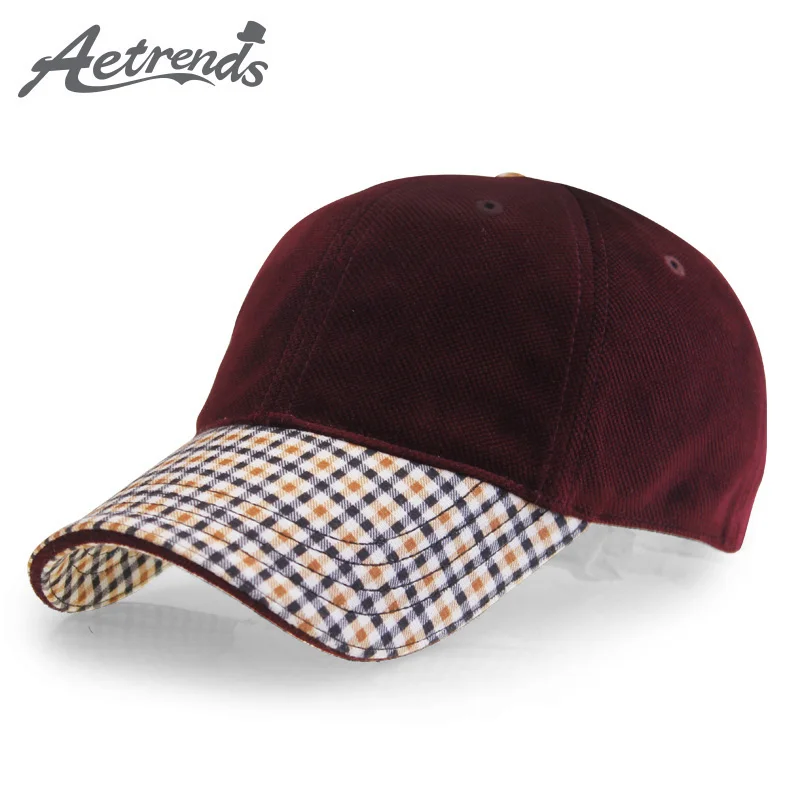 [AETRENDS] 2017 хлопок бейсболка мужчин немецкий дизайн Ретро плед шляпа snapback шапки с Z-3031