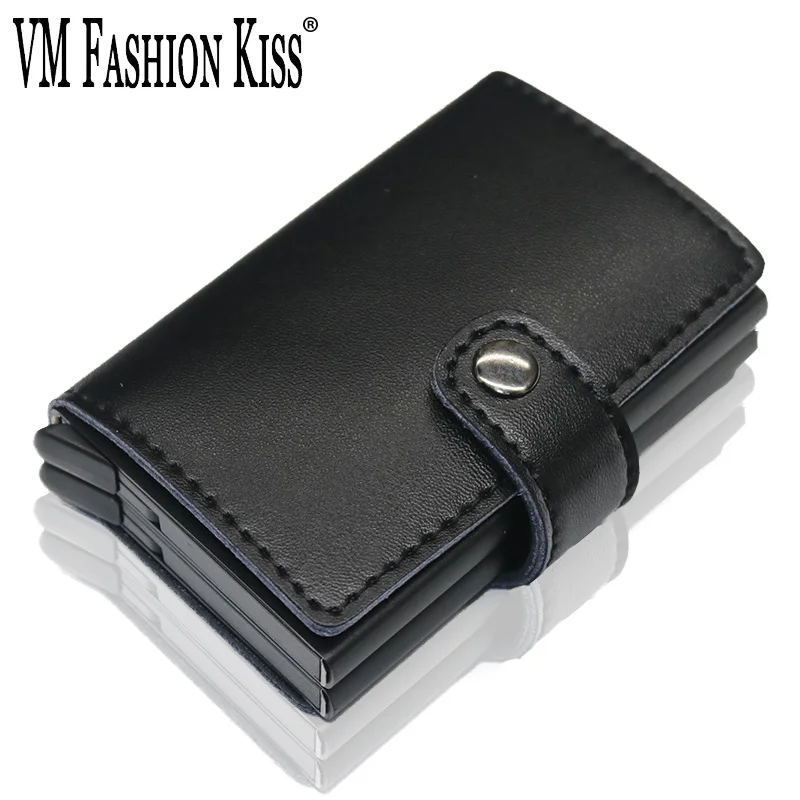 VM FASHION KISS RFID Кошелек держатель для карт из натуральной кожи мини безопасные алюминивые коробки антимагнитные кредитные карты минималистичный кошелек