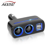 Машинная Зажигалка для сигарет Мощность адаптер 12 V-24 V Автомобильный Разветвитель 2 Way гнездо для автомобильного прикуривателя с двойной зарядное устройство usb