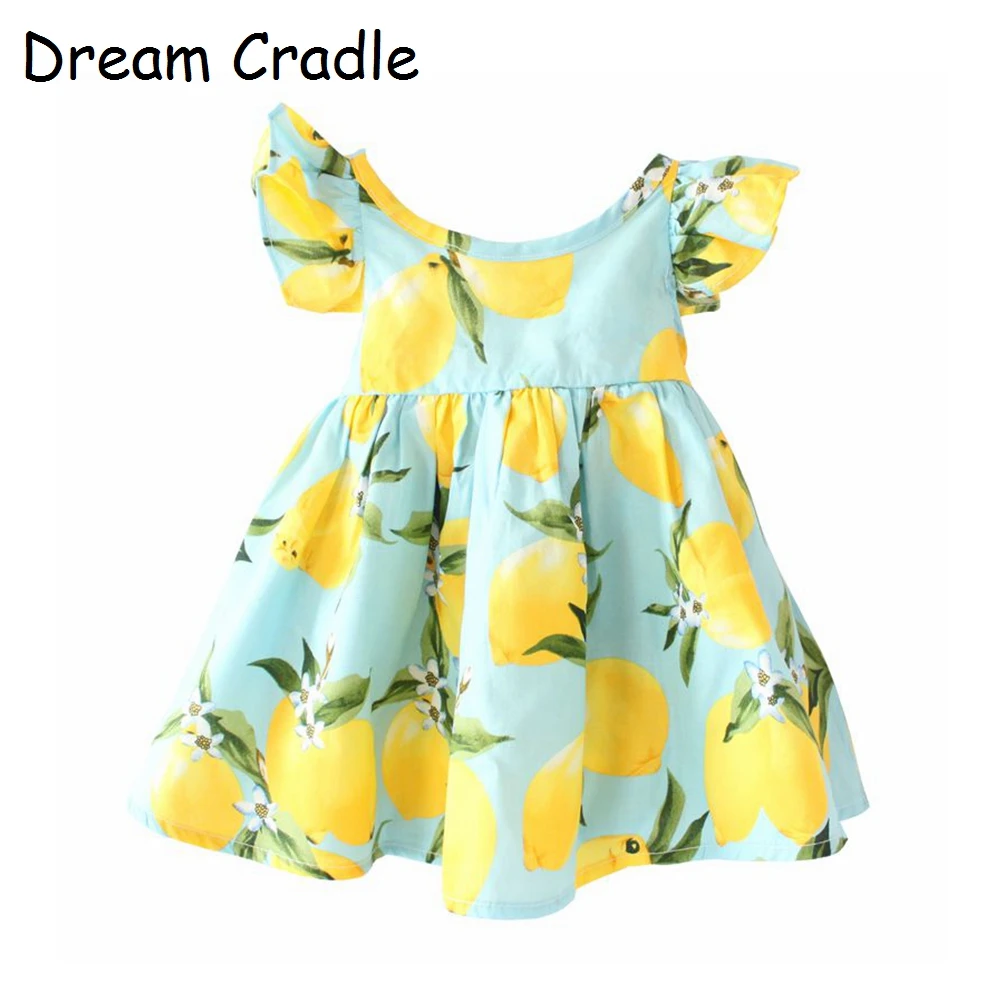 Dream Cradle-Хлопковое платье для маленьких девочек-DG Lemon Ruffles детская одежда с