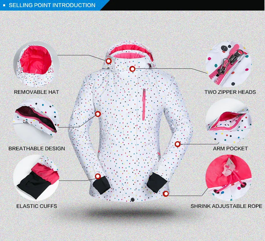 Женский лыжный костюм, комплект, Женская лыжная куртка, зимняя спортивная одежда для катания на сноуборде, лыжный комплект, водо-и ветронепроницаемая термо одежда