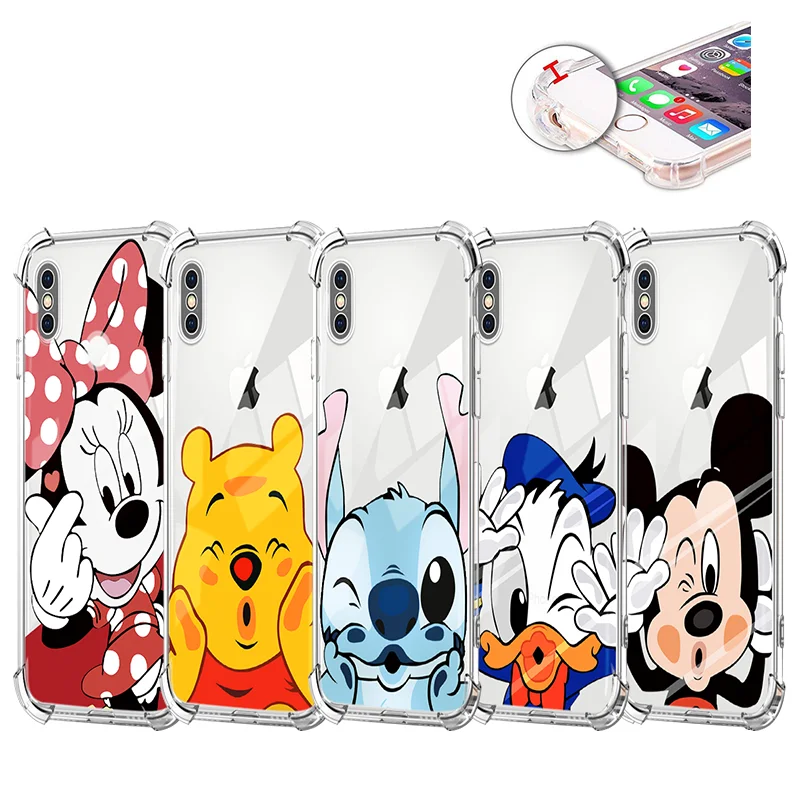 

Cartoon Airbag Case For iPhone X 7 Plus 8 6 6s Crystal Clear Soft Cases for iPhone 5 5S SE Xs Max XR TPU Sunflower Floral Cover