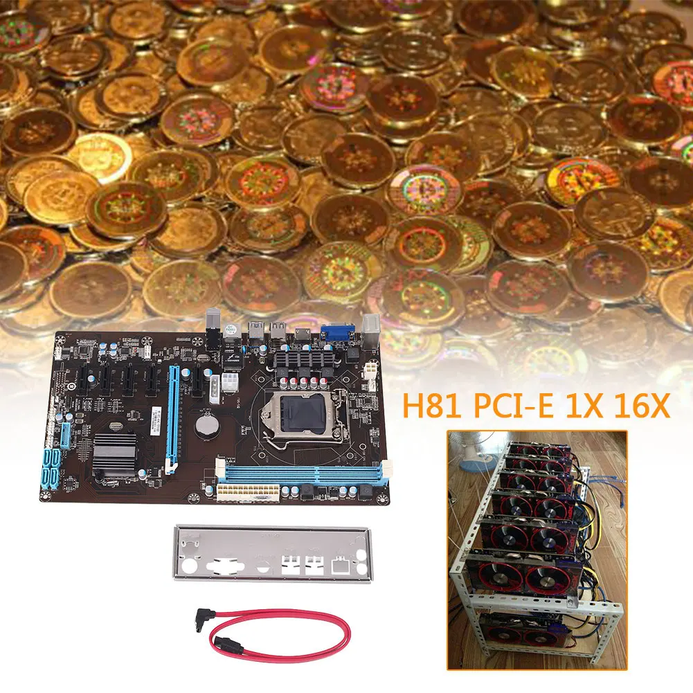 

New Mining Motherboard Integrated Graphics H81 Extender Riser Card Module High Speed PCI-E 1X Miner