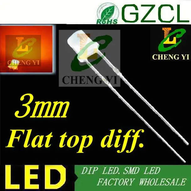 Flat top 3 мм синий рассеянный свет светодиод 465-475nm широкоугольный Подсветка dip led(CE& Рош