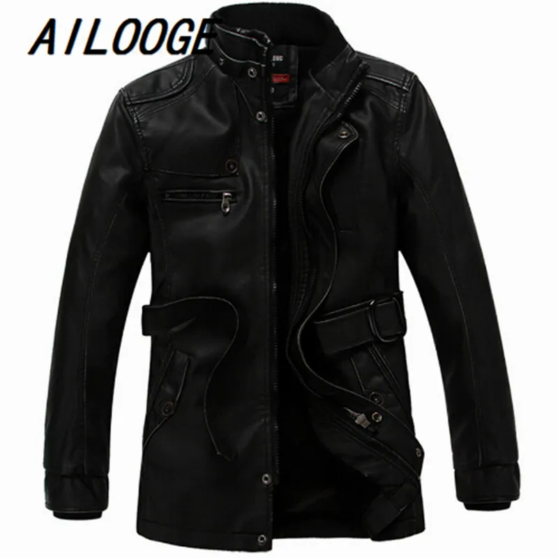 

Men's Leather Jacket Man Coat Winter High Quality Washing PU Leather Jacket Men Fashion Stand Collar Plus Velvet Outerwear