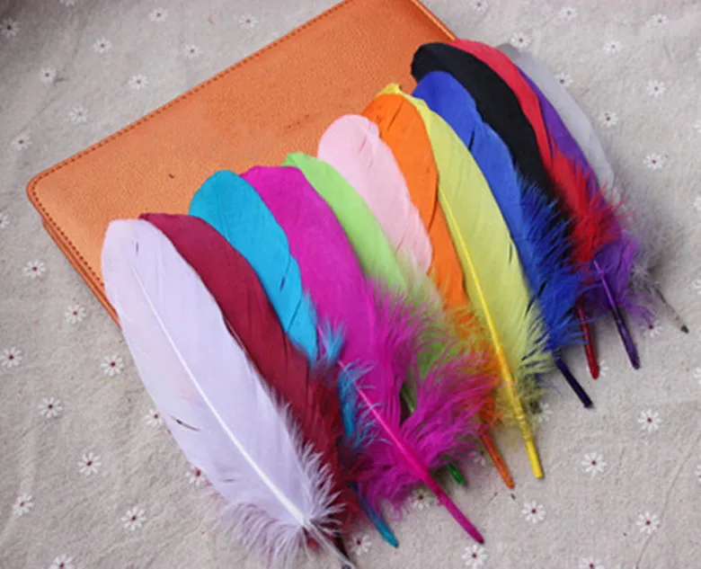 Aqua Goose Feathers,100pcs/lot Mixed color Goose Loose