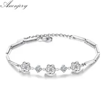 Anenjery 925 пробы серебряные браслеты для женщин Циркон звезда браслет pulseira feminina подарок на день Святого Валентина S-B103