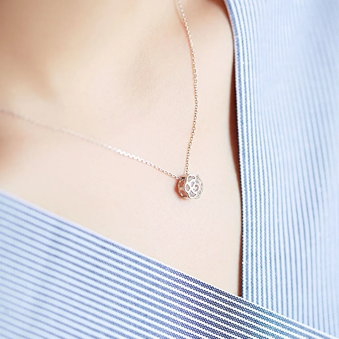 flower CZ women 100% 925 Sterling silver nacklace Jewellery Clavicle chain pendant charms