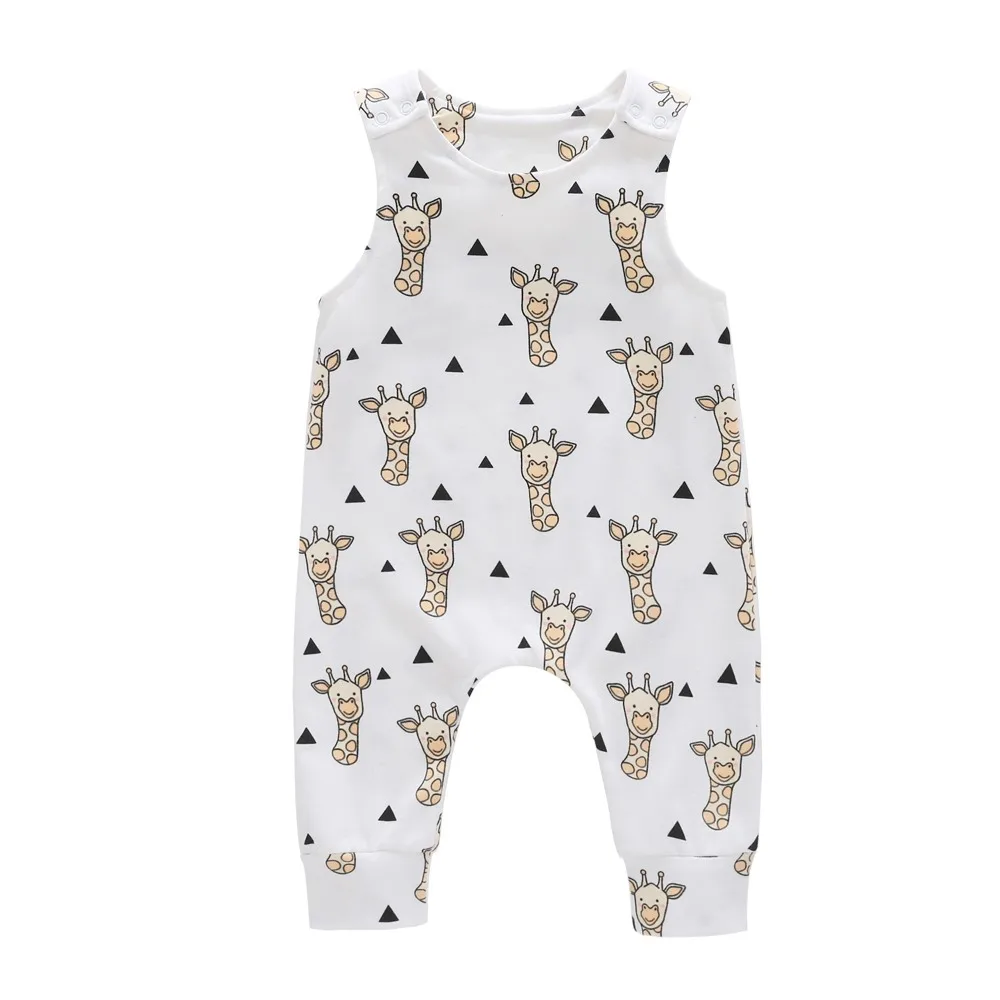الوليد الطفل أطفال بنين بنات رومبير وتتسابق صبي فتاة السروال القصير أكمام جولة الرقبة القطن الزرافة بذلة playsuit