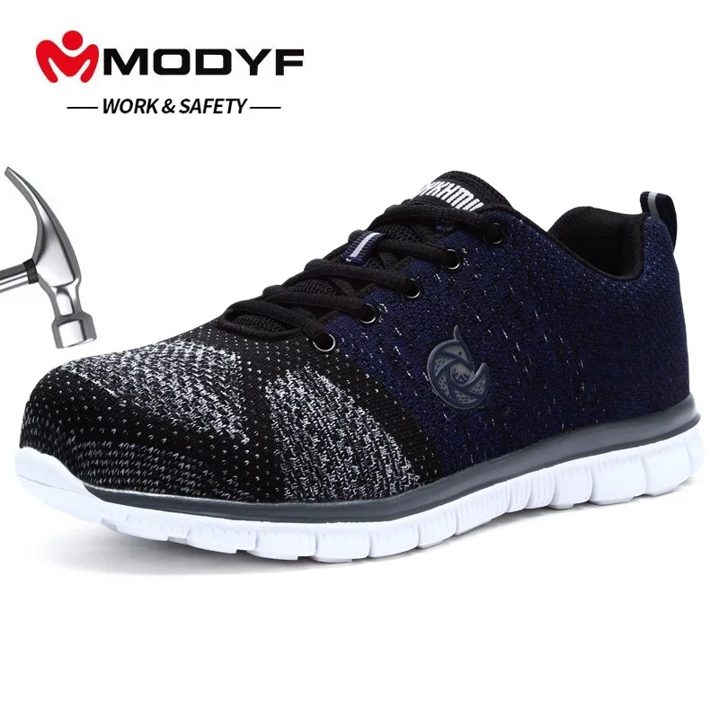 

MODYF Protective Shoes Breathable Safety Shoes Men's Lightweight Steel Toe Shoes Piercing Work Single Mesh Sneakers