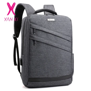 

YANXI Fashion Backpacks USB Charging for 15inch Laptop Back Pack Large Capacity Stundet School Casual Style Bag Water Repellent