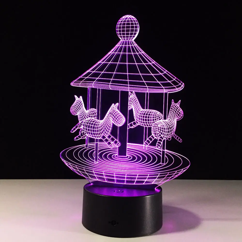Удивительные светодиодный Бесс ночные огни 3D карусель Иллюзия свет в ночь 7