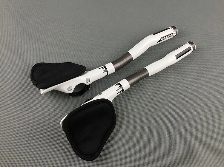 TOSEEK 1 Pair Full Carbon Fiber Bicycle Rest Handlebar Cycling White TT Rest Bar Road Bicycle