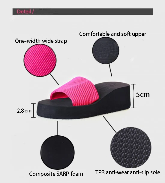 Summer Woman Shoes High Heel Slippers Platform bath slippers Wedge Beach Flip Flops  For Women Brand Black EVA Ladies Shoes (6)