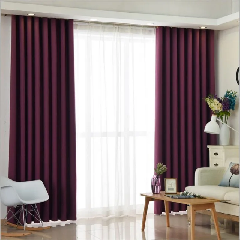 

Purple Curtain Modern Solid Color Faux Plain Linen Purple Blackout Curtains for Living Room Window Curtain