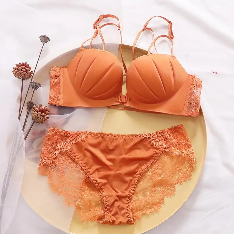 

women front closure bra seamless cotton bra push up wireless backless bra Underwear Purple brown orange black bra