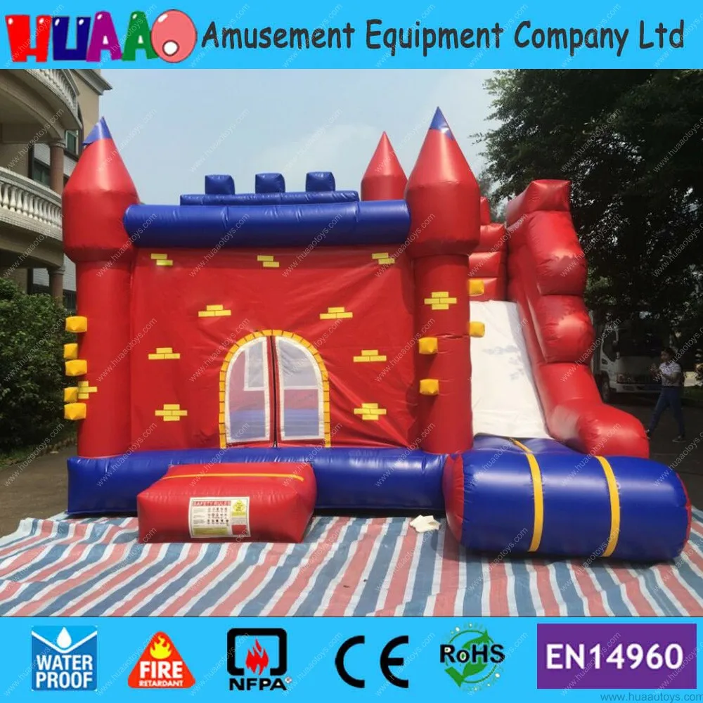 

Red Brick Wall Inflatable Bouncer Castle Combo with Slide