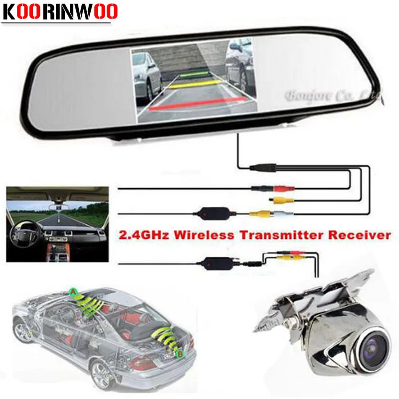 

Koorinwoo Wireless 4.3 Colorful LCD TFT Mirror Monitor RCA Input Video System Car Rear view Camera Parking Assist Parktronic P/N