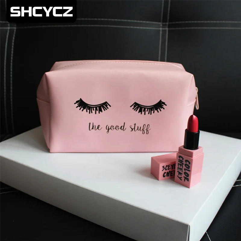 

Pink Pencil Case Kawaii Eyelash Pen Box Large PU Makeup Bags For Girls Gift Cute School Stationery Supplies Etui Cosmetic bag