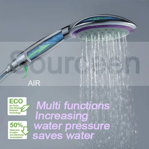 

WASOURLF Handheld Chrome Water-Saving Pressure Rainfall Square ABS Hand Held Shower Head Handshower For Bathroom hotel