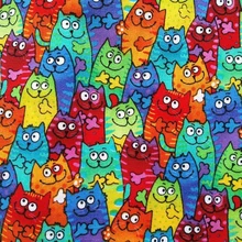 Новинка 110 см широкий кот ткань хлопок ткань красочные группы кошки печать ткань лоскутное шитье материал Diy рубашка одежда