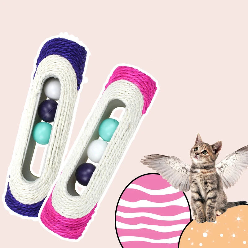 

@HE High Quality Sisal Cat Scraper Long Roller Three Ball Sisal Cat Catching Board Cat Toy Funny Cat Ball Pet Toy
