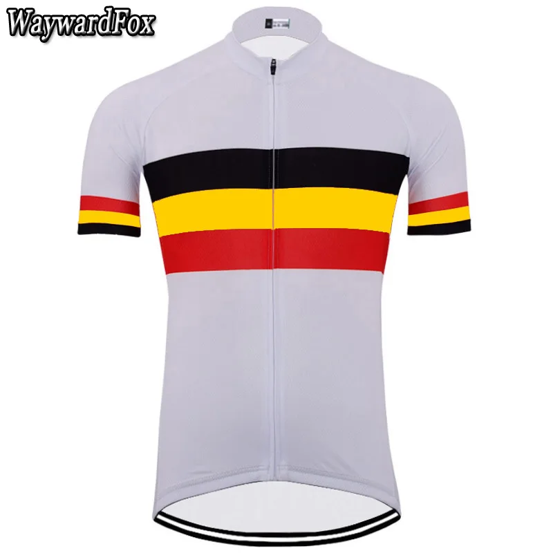 

2019 NEW men Belgium white cycling jersey black/yellow/red top short sleeve Cycling Clothing Quick Dry bike Wear bike