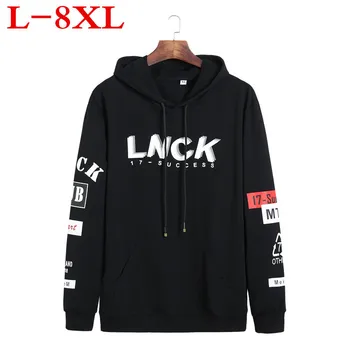 

2018 plus Size 8XL 7XL New Fashion Brand Trend Print Slim Fit Long Sleeve tShirt Men Tee Hooded Casual Men tShirt Cotton tShirts