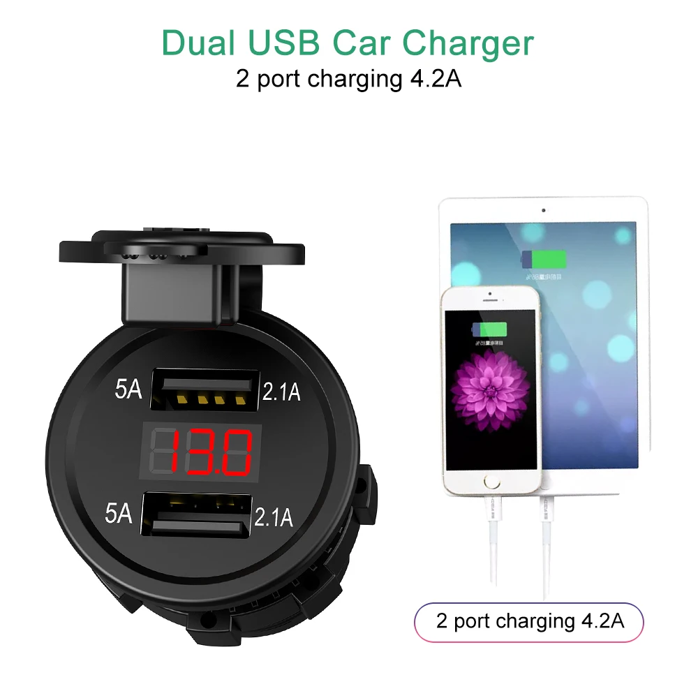 Автомобильный прикуриватель с двумя USB портами и ЖК дисплеем|Зажигалка| |