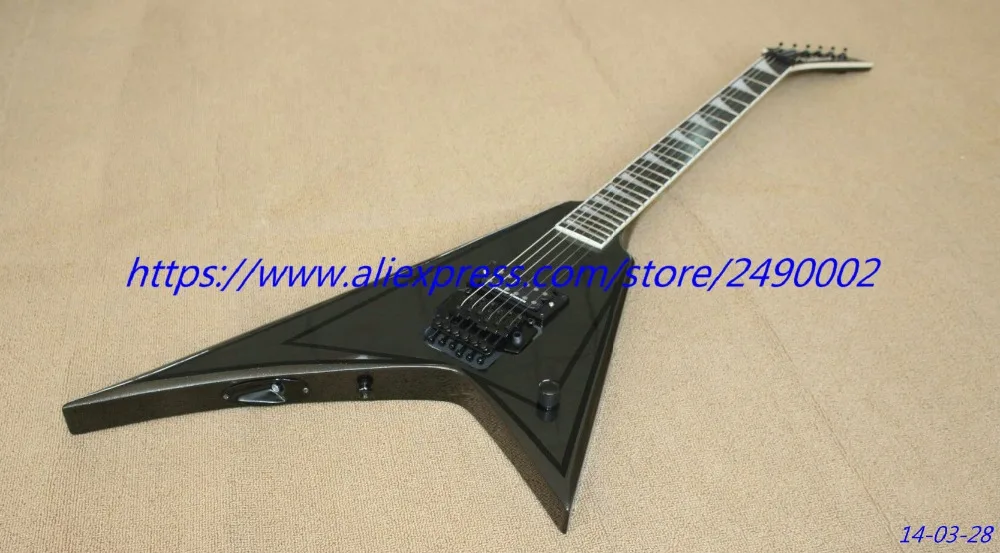 HighQualityVshapeElectricGuitarebonyfingerboardGraycolorwith