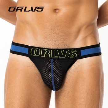 

ORLVS Brand Men Underweaar Sexy Cotton Jockstrap Briefs Panties Underpants Cueca Gay Underwear Men Thong Men String homme