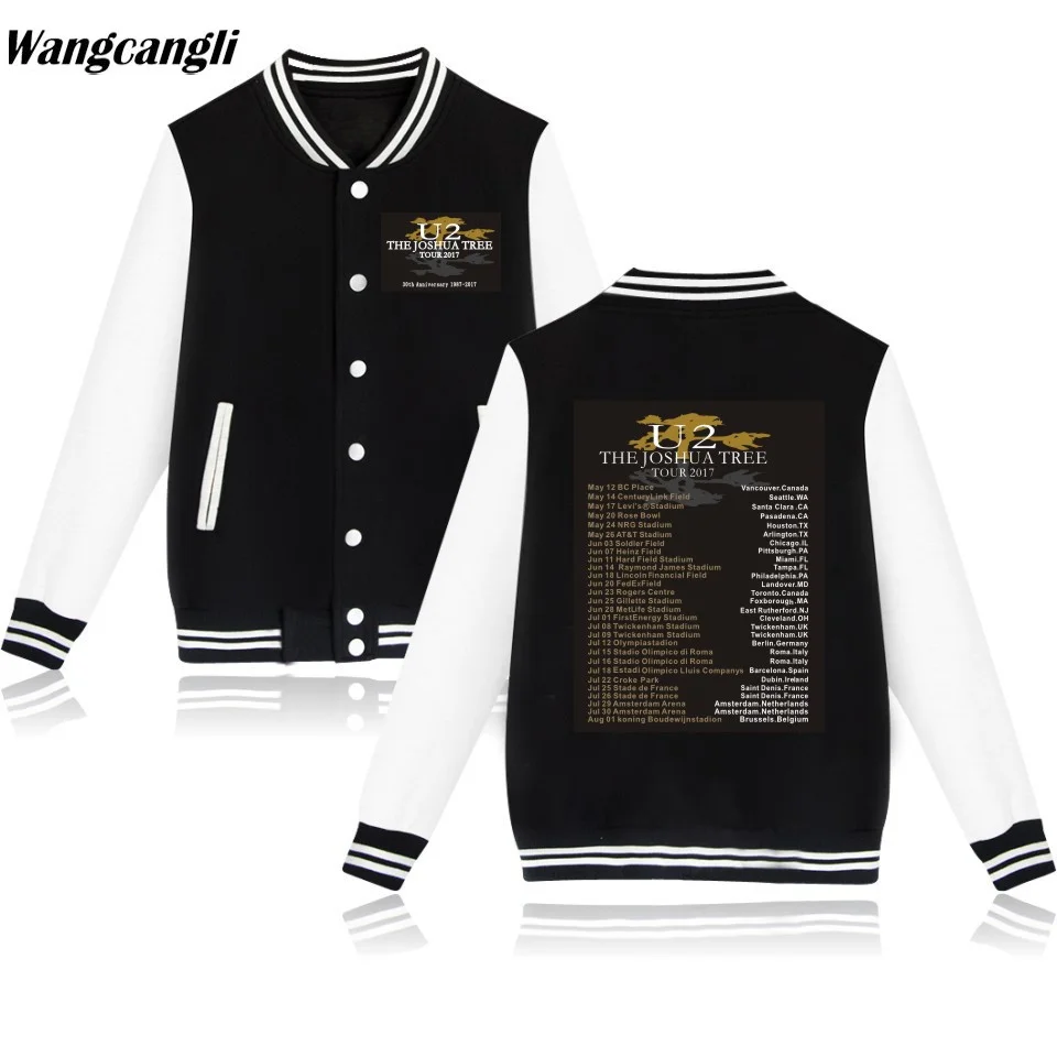 Goede U2 Baseball Jacket Coat 2019 bomber Jassen mannen vrouwen casaco Brittanni euml; Super Rock Band Sweatshirt Gewatteerd moleton Winter Hoodies