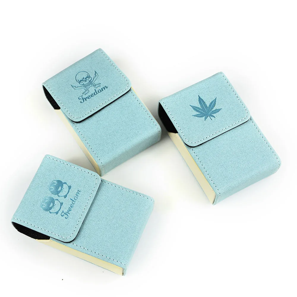 GERUI, хорошее качество, 1 шт., коробка для сигарет из искусственной кожи, чехол, держатель для табака, карманный ящик для хранения сигарет, аксессуары для сигарет - Цвет: Sky Blue Random