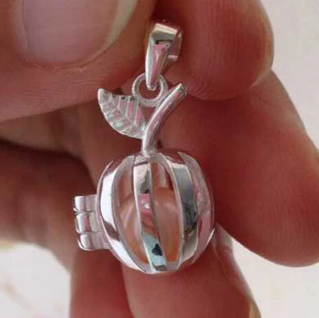 925 Silver Apple Style Pearl Gem Bead Locket Cage, Sterling Silver Pendant Mounting for DIY Bracelet Necklace Jewelry Charm 4