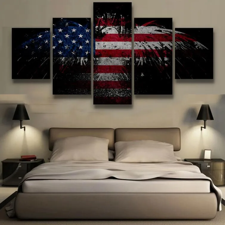 5 шт. холст Винтаж American Eagle флаг Холст Картина декор комнаты печати wall art WD-1941 | Дом и