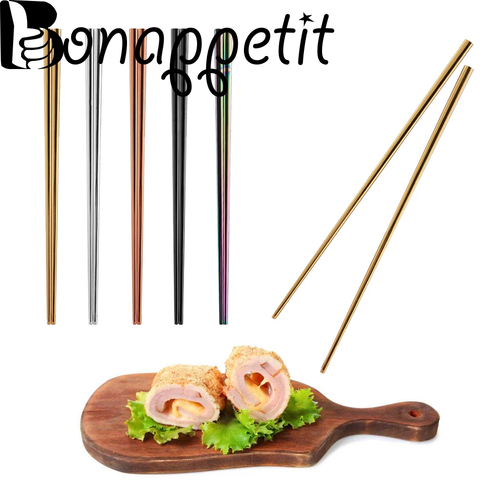 

Upscale Dinnerware Chopsticks 304 Mirror Stainless Steel Tableware Anti scald Reusable Chopsticks Tableware Kitchen & Dining