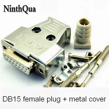 

5set DB15 Male Female Plug with Plastic Cover DB 15P Gold-plated Plugs Jack Adapter Connector 2 Rows Wire Solder Type