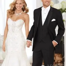 Высокое качество плоские свадебные костюмы для мужчин однобортный мужской костюм черный тонкий Жених костюм Новая мода(куртка+ жилет+ брюки+ галстук