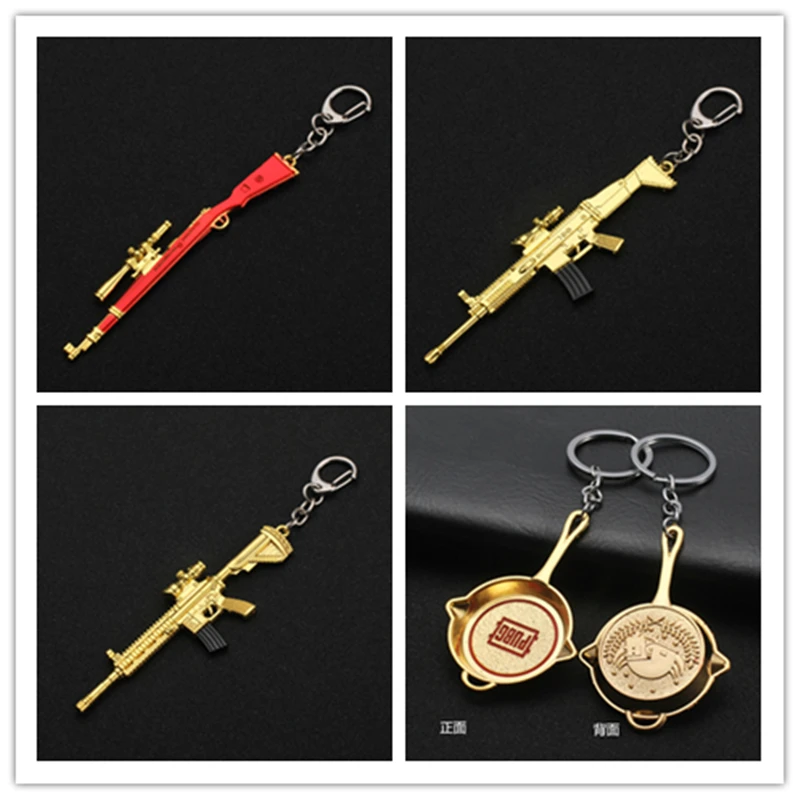 

PUBG Cosplay Costume Keychain Movable Helmet Backpack Pan Alloy Model Key Chain llaveros 98K AWM Mini Pendant llaveros