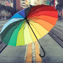 16K длинная ручка/прямой зонтик с крышкой, Радужный зонтик, печать логотипа доступны в качестве деловых подарков для промо-акций